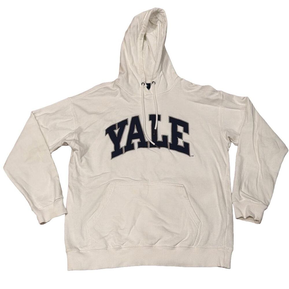 Yale University Embroidered hoodie sweatshirt White Unisex Small 100Cotton